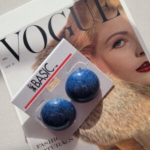 Pierced Earrings ~ Claire's Angel Wing Silver-tone Wire ~ Simply Basic Blue Dot